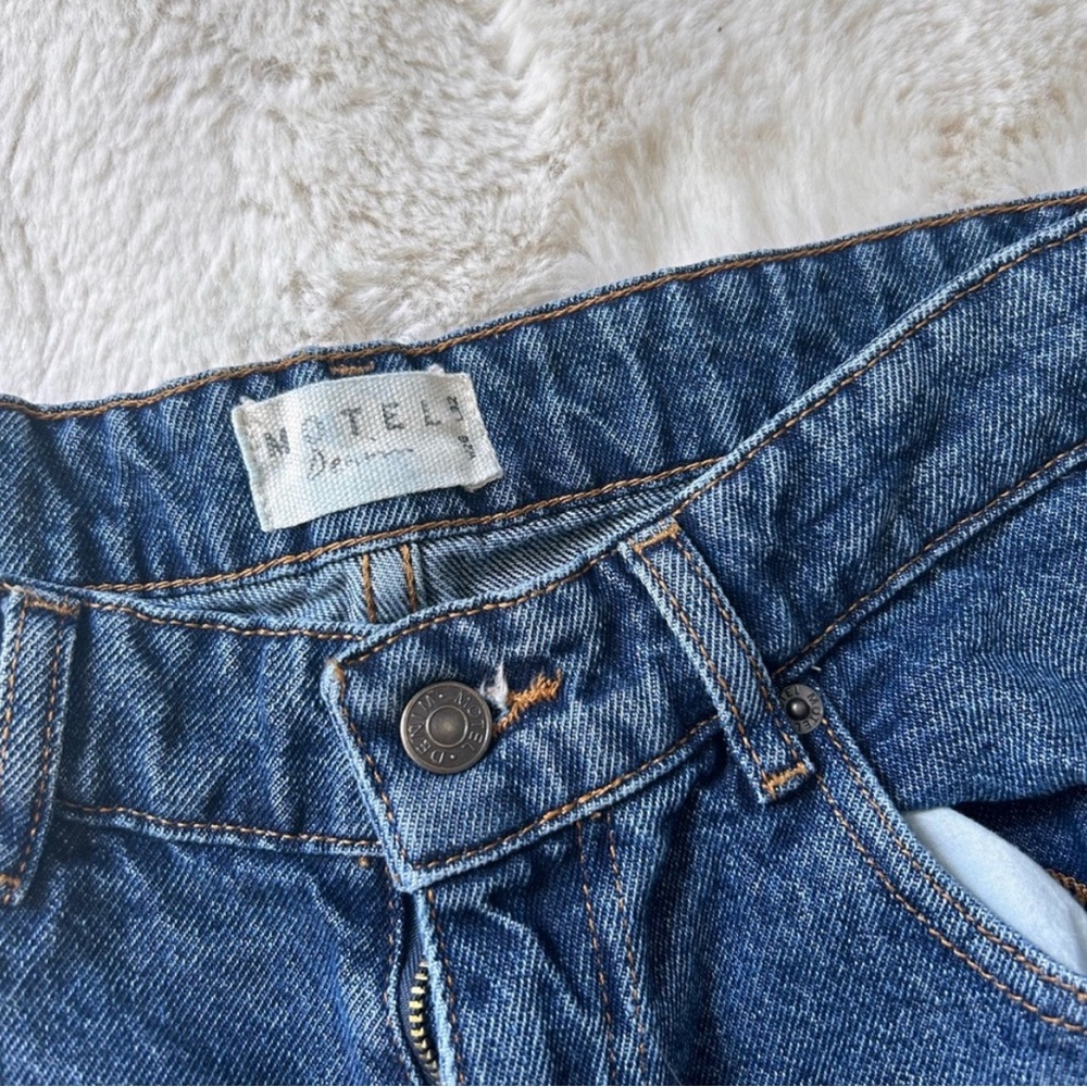 Motel Roomy Extra Wide Low Rise Jeans In Mid Blue Used - Picture 4 of 5